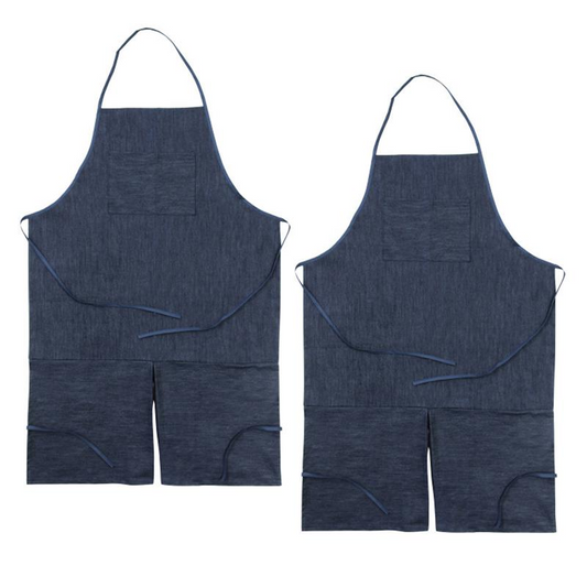 Adult Apron, Dark Blue Denim, 41" x 27-1/2", Pack of 2