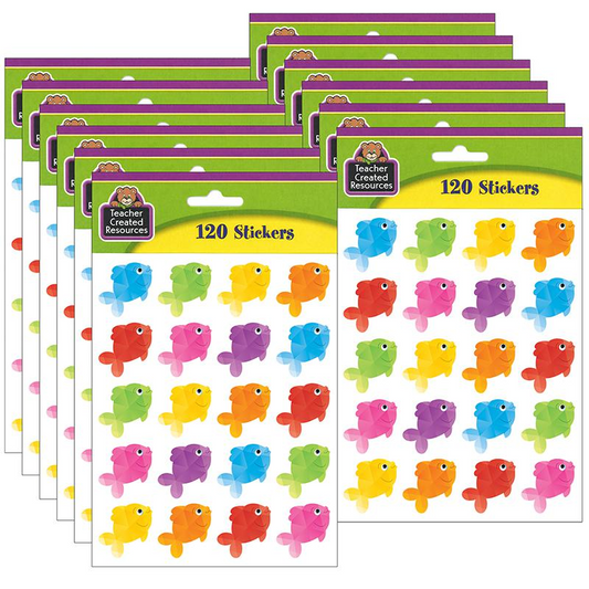 Colorful Fish Stickers, 120 Per Pack, 12 Packs