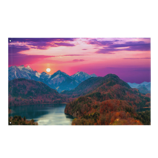 Tree and Sunset Flag Tapestry wall hanging