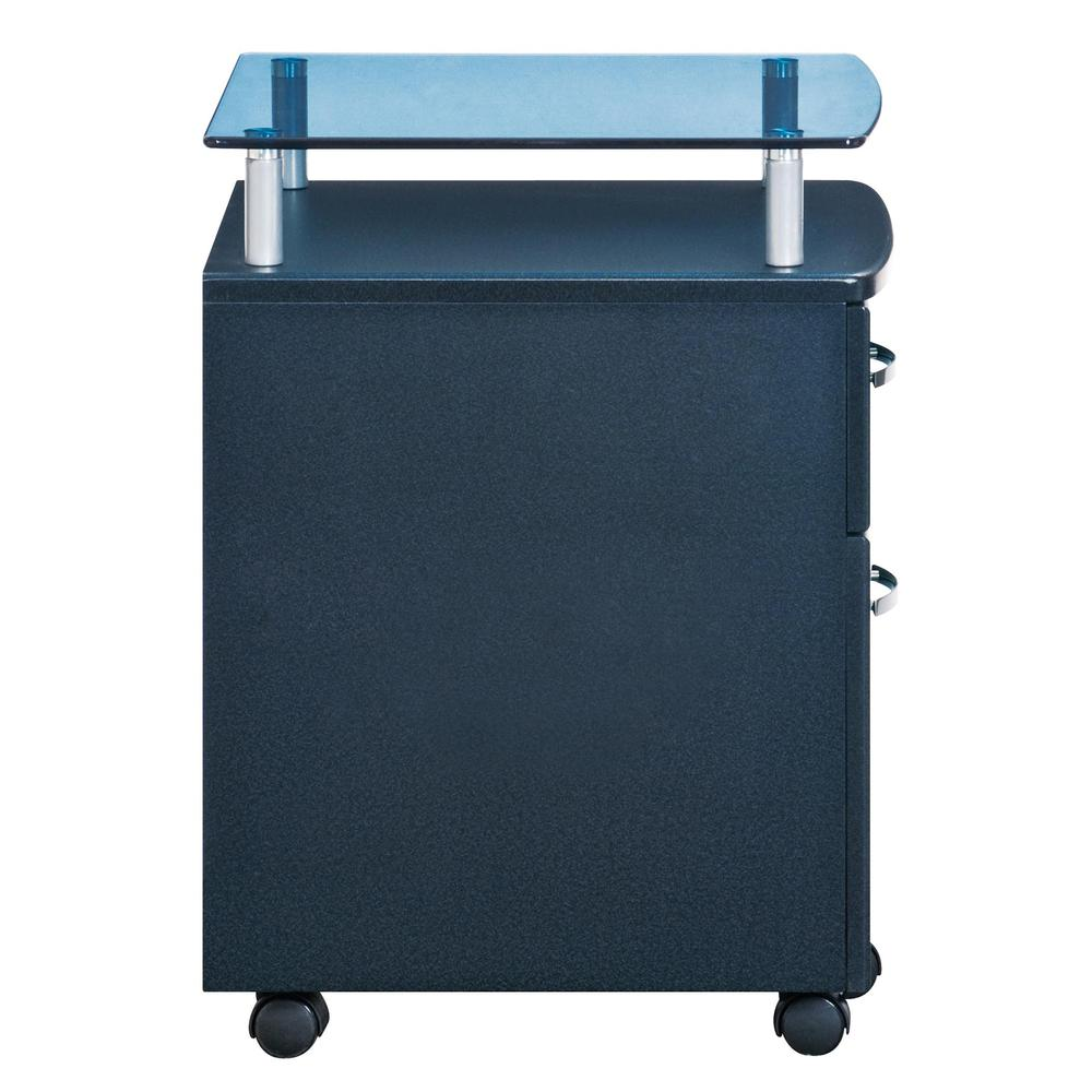 Rolling File Cabinet With Glass Top. Color: Graphite