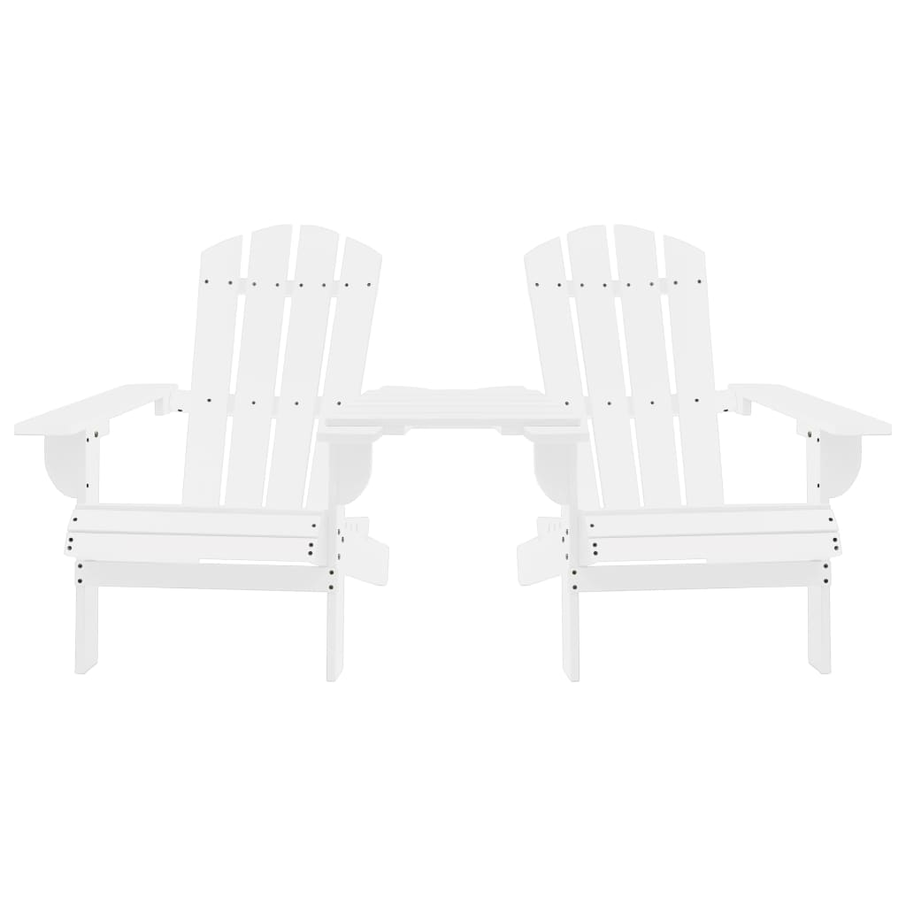 vidaXL Patio Adirondack Chairs with Tea Table Solid Wood Fir White