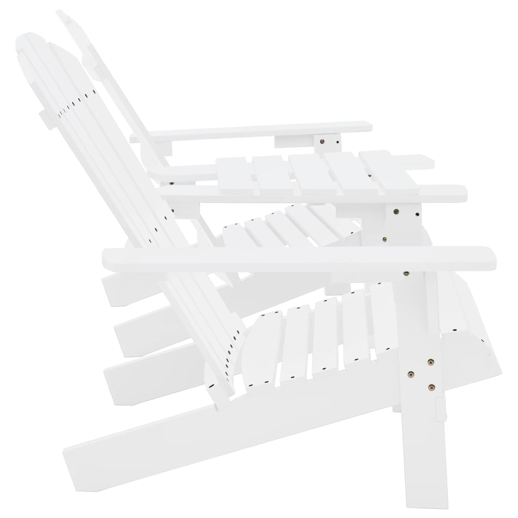 vidaXL Patio Adirondack Chairs with Tea Table Solid Wood Fir White