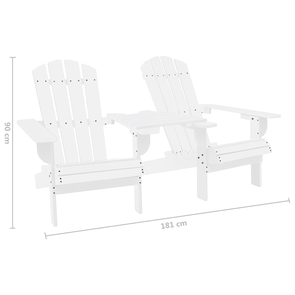 vidaXL Patio Adirondack Chairs with Tea Table Solid Wood Fir White