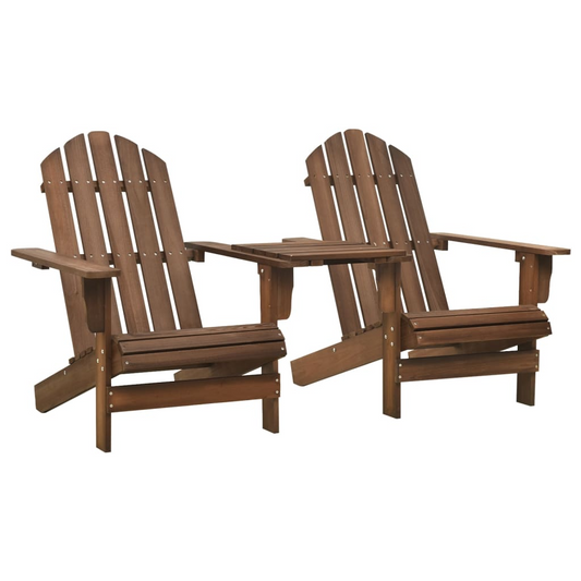 vidaXL Patio Adirondack Chairs with Tea Table Solid Wood Fir Brown