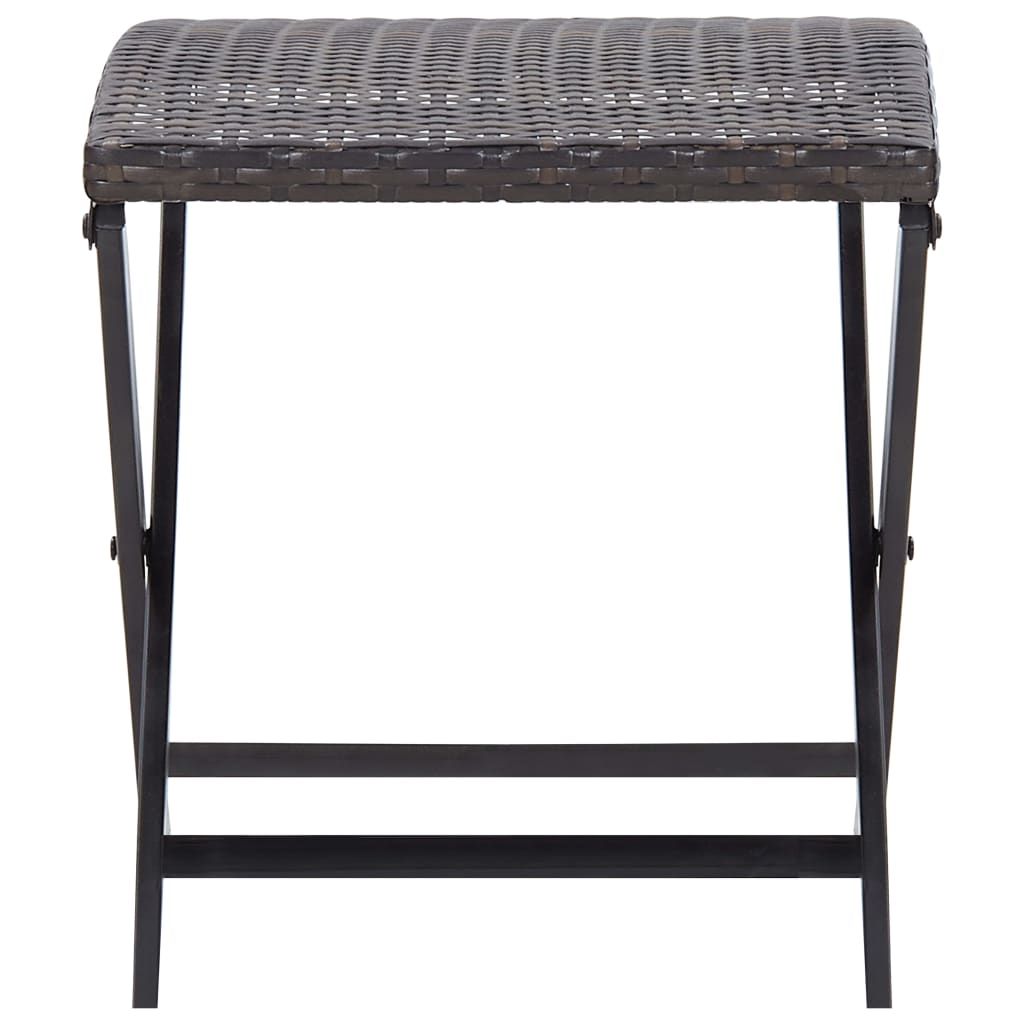 vidaXL Folding Stool Poly Rattan Brown