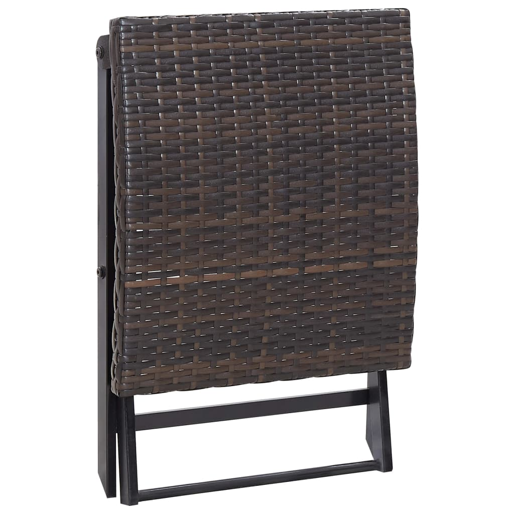 vidaXL Folding Stool Poly Rattan Brown