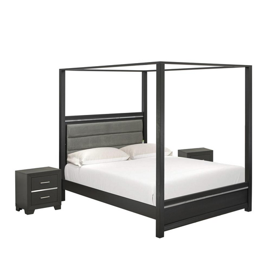 3-Piece Denali Modern Queen Set - Bed and 2 Bedroom Nightstands