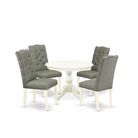 Linen White Finish 5 Piece Dinette Set