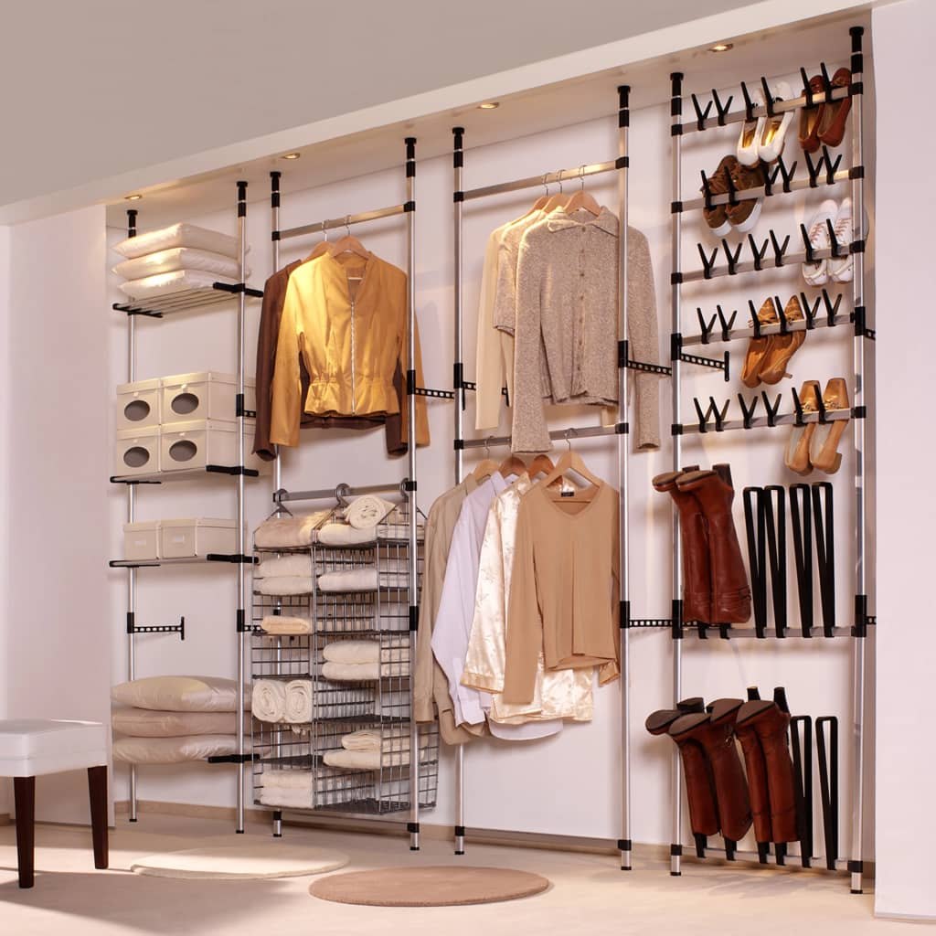 Telescopic Wardrobe System with Rods Aluminum