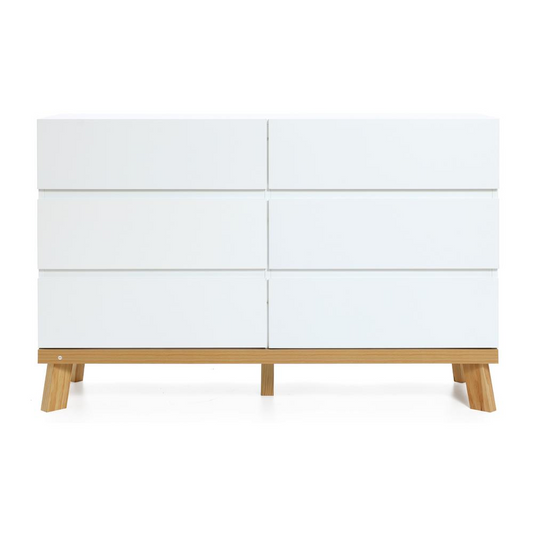 Modern White Wood 6-Drawer Dresser