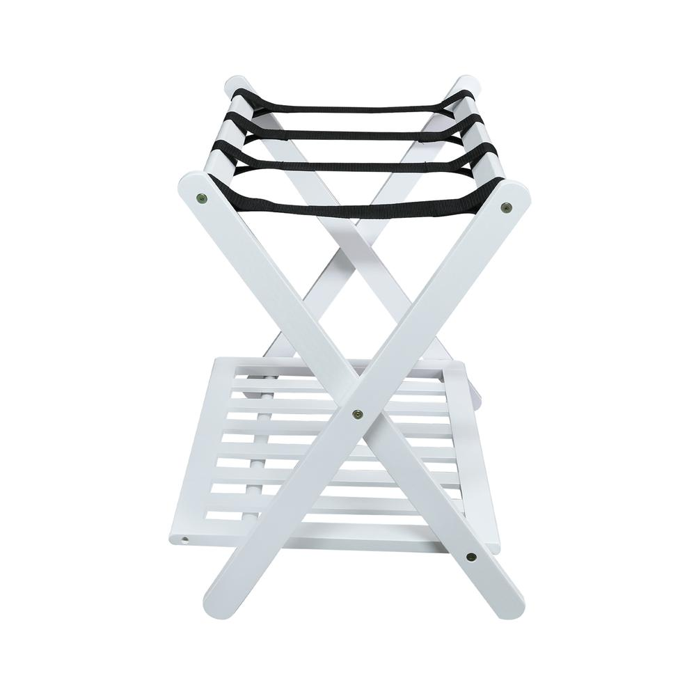 Luggage Rack with Shelf- White