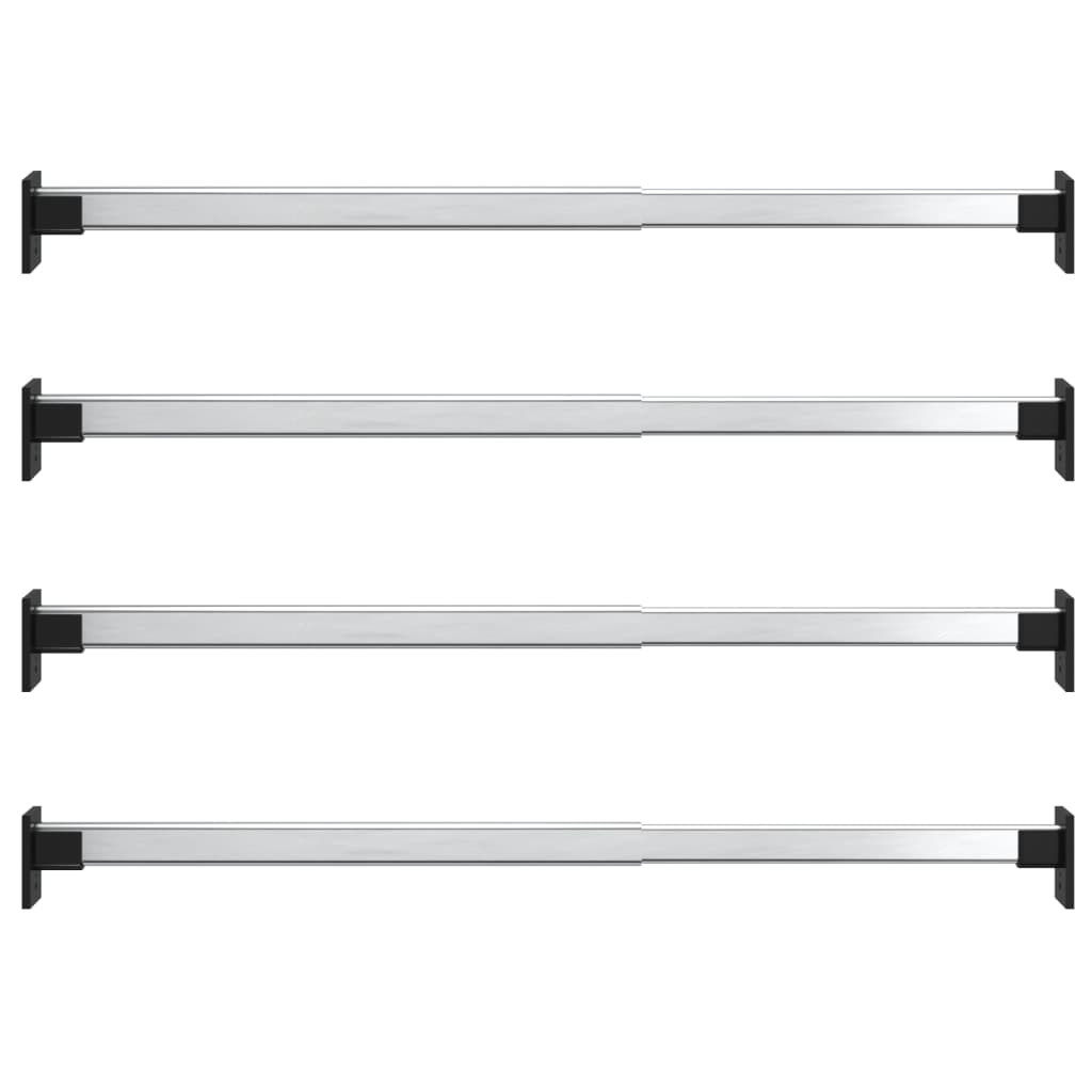 Telescopic Wardrobe Rails 4 pcs Silver 22.8"-39.4"