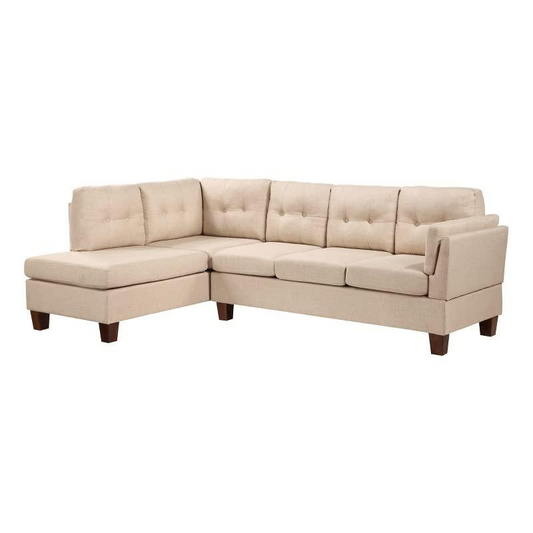 Dalia Khaki Linen Modern Sectional Sofa with Left Facing Chaise