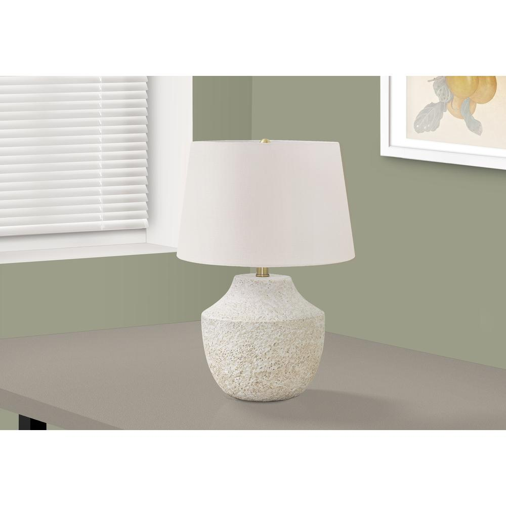 Lighting, 20"H, Table Lamp, Cream Concrete, Ivory / Cream Shade, Modern