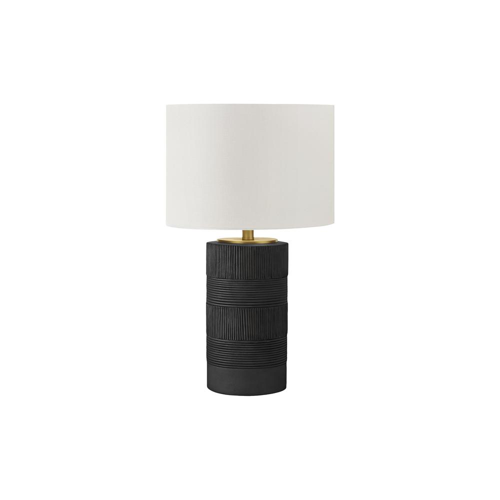 Lighting, 24"H, Table Lamp, Black Resin, Ivory / Cream Shade, Contemporary