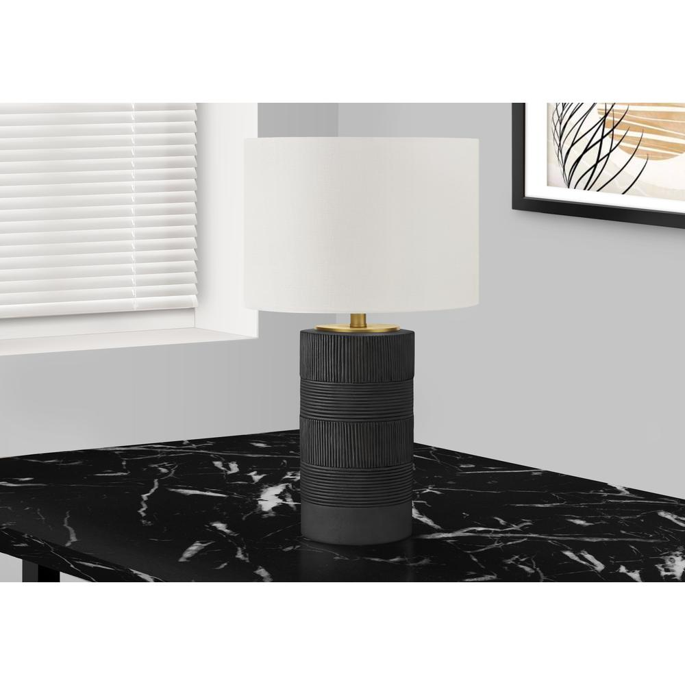 Lighting, 24"H, Table Lamp, Black Resin, Ivory / Cream Shade, Contemporary