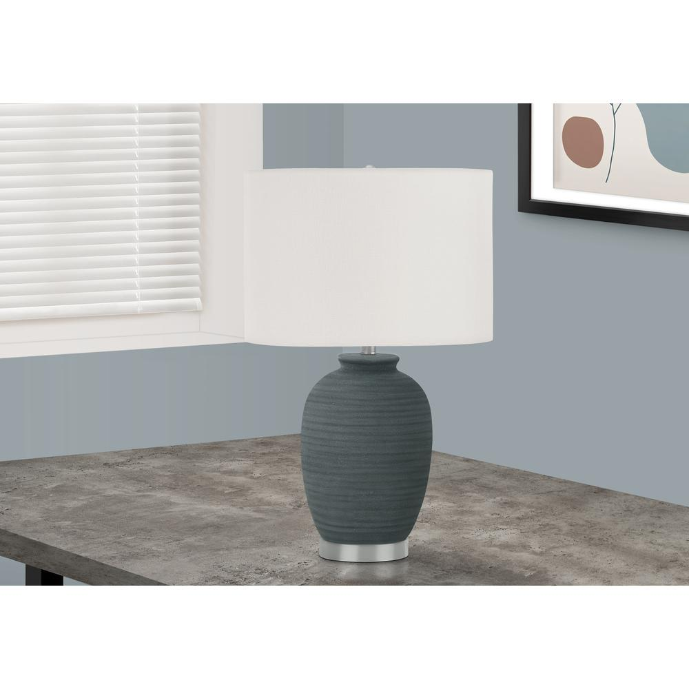 Lighting, 24"H, Table Lamp, Blue Ceramic, Ivory / Cream Shade, Contemporary