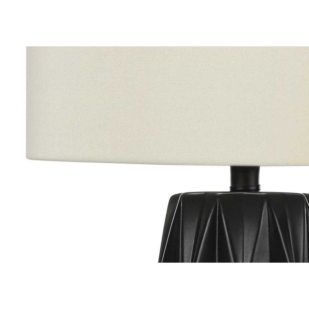 Lighting, 25"H, Table Lamp, Black Ceramic, Ivory / Cream Shade, Contemporary