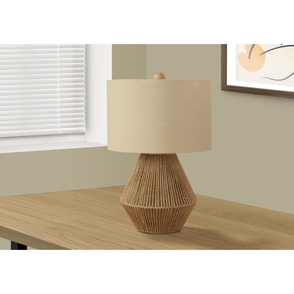 Lighting, 22"H, Table Lamp, Brown Rope, Beige Shade, Transitional