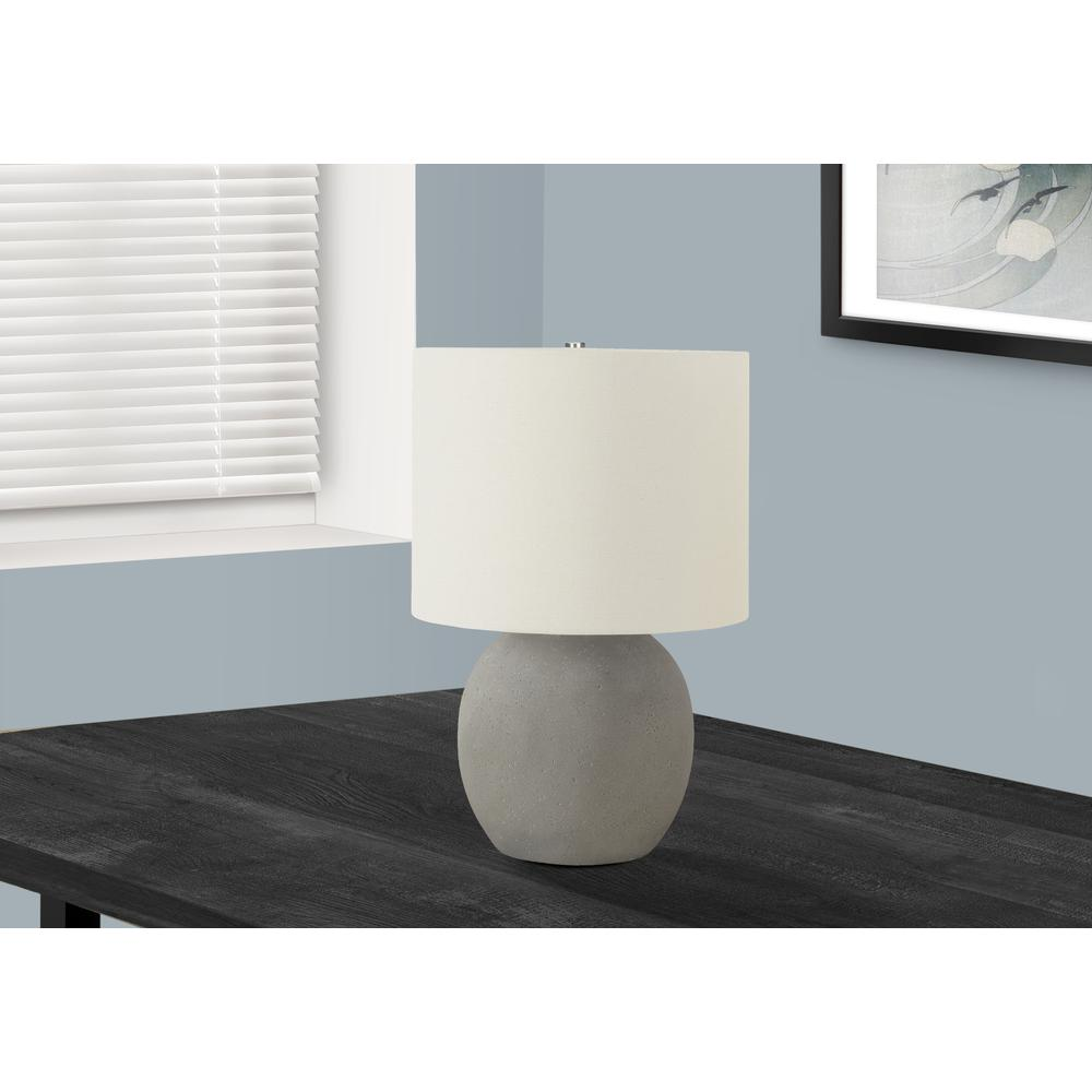 Lighting, 20"H, Table Lamp, Grey Concrete, Ivory / Cream Shade, Contemporary