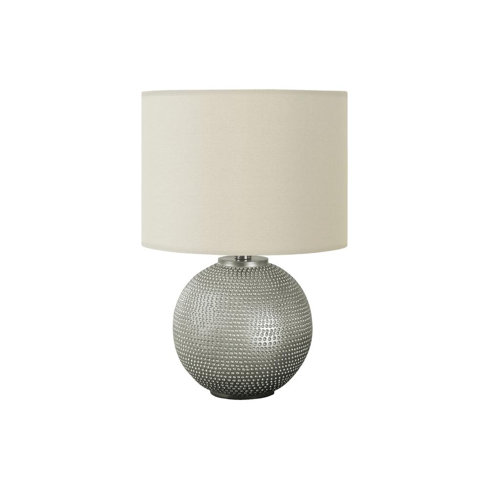 Lighting, 19"H, Table Lamp, Grey Resin, Ivory / Cream Shade, Modern