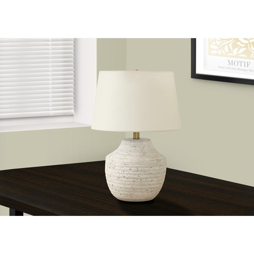 Lighting, 20"H, Table Lamp, Cream Concrete, Ivory / Cream Shade, Modern