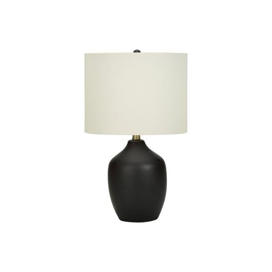 Lighting, 22"H, Table Lamp, Black Ceramic, Ivory / Cream Shade, Transitional