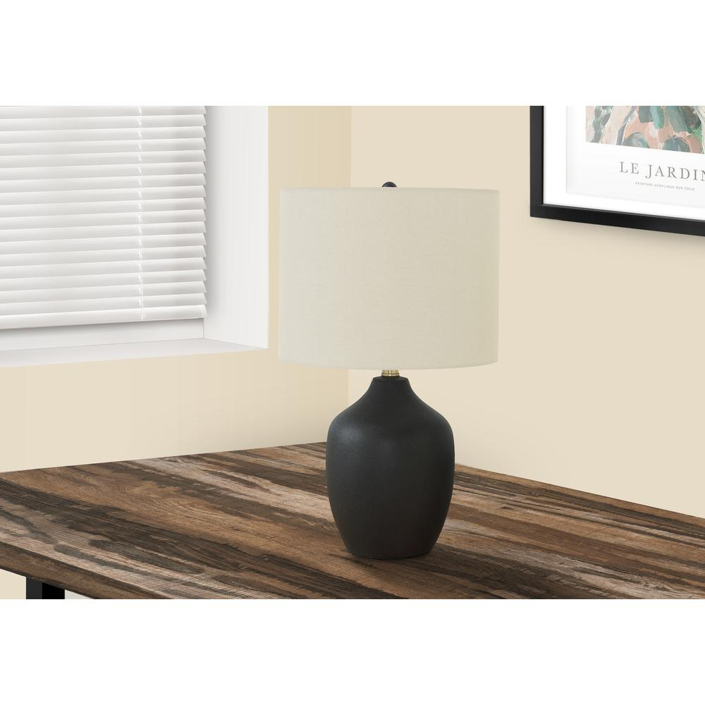 Lighting, 22"H, Table Lamp, Black Ceramic, Ivory / Cream Shade, Transitional