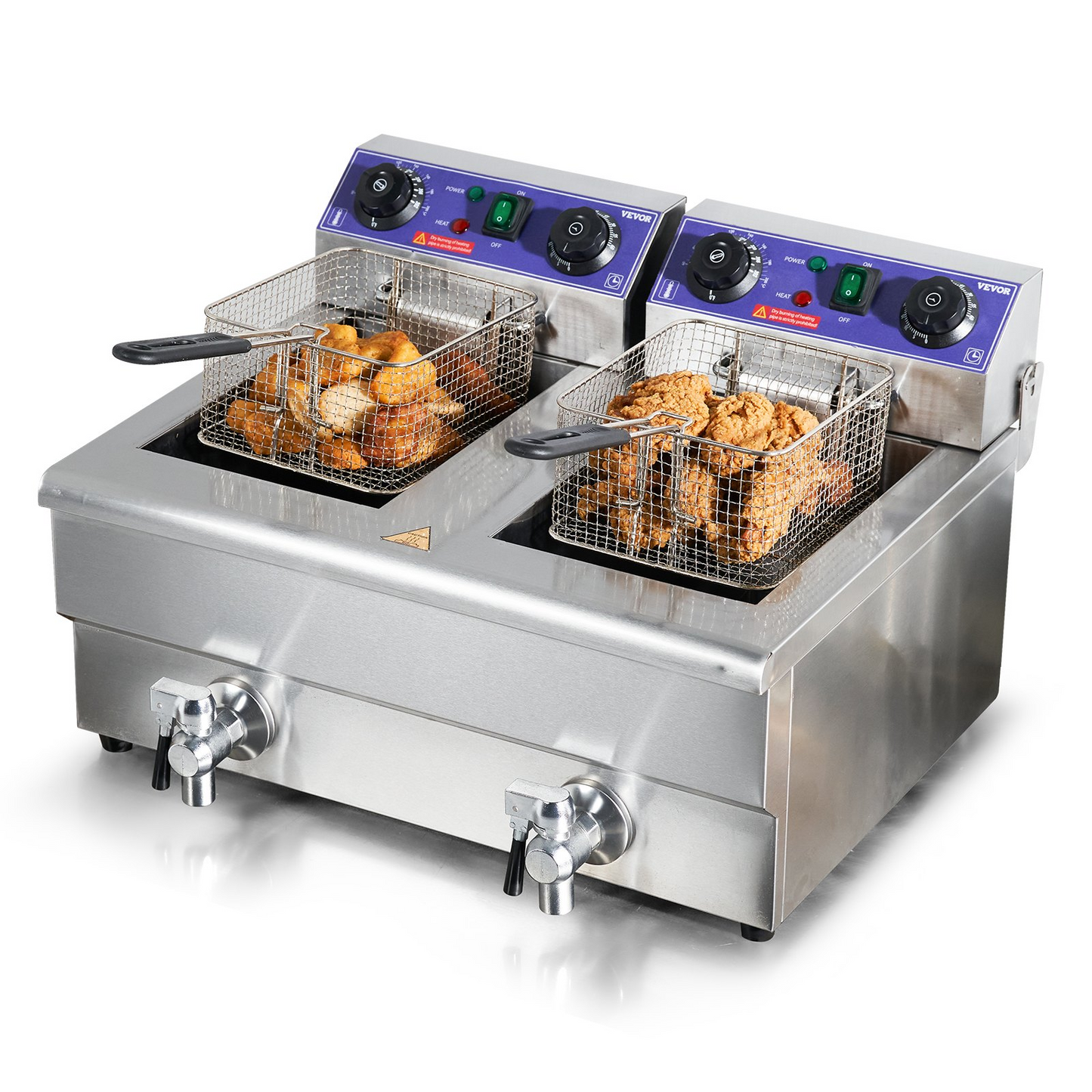 VEVOR Commercial Electric Deep Fryer Countertop Deep Fryer with Dual Tanks 3000W