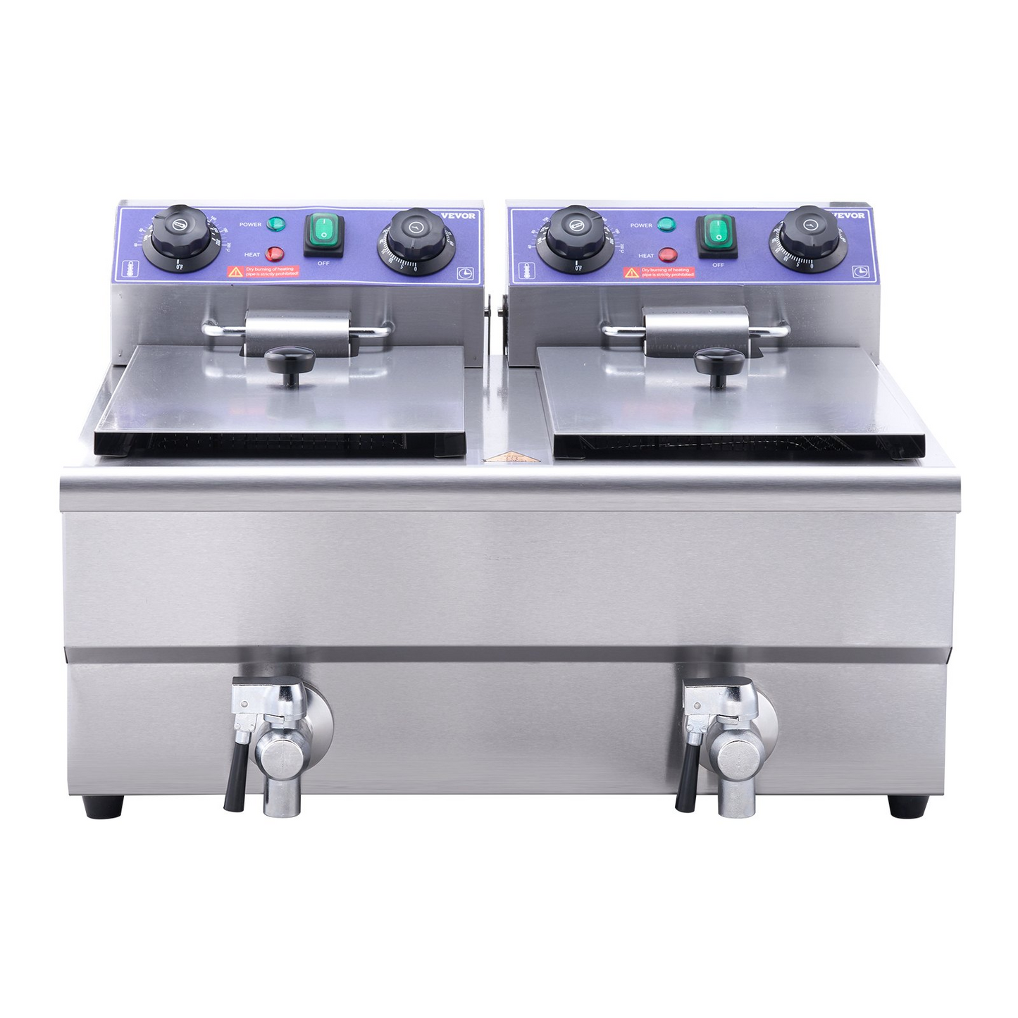 VEVOR Commercial Electric Deep Fryer Countertop Deep Fryer with Dual Tanks 3000W