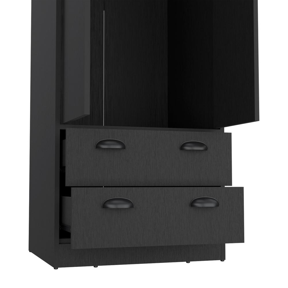 Bonaire Armoire with 2-Drawers and 2-Doors, Black