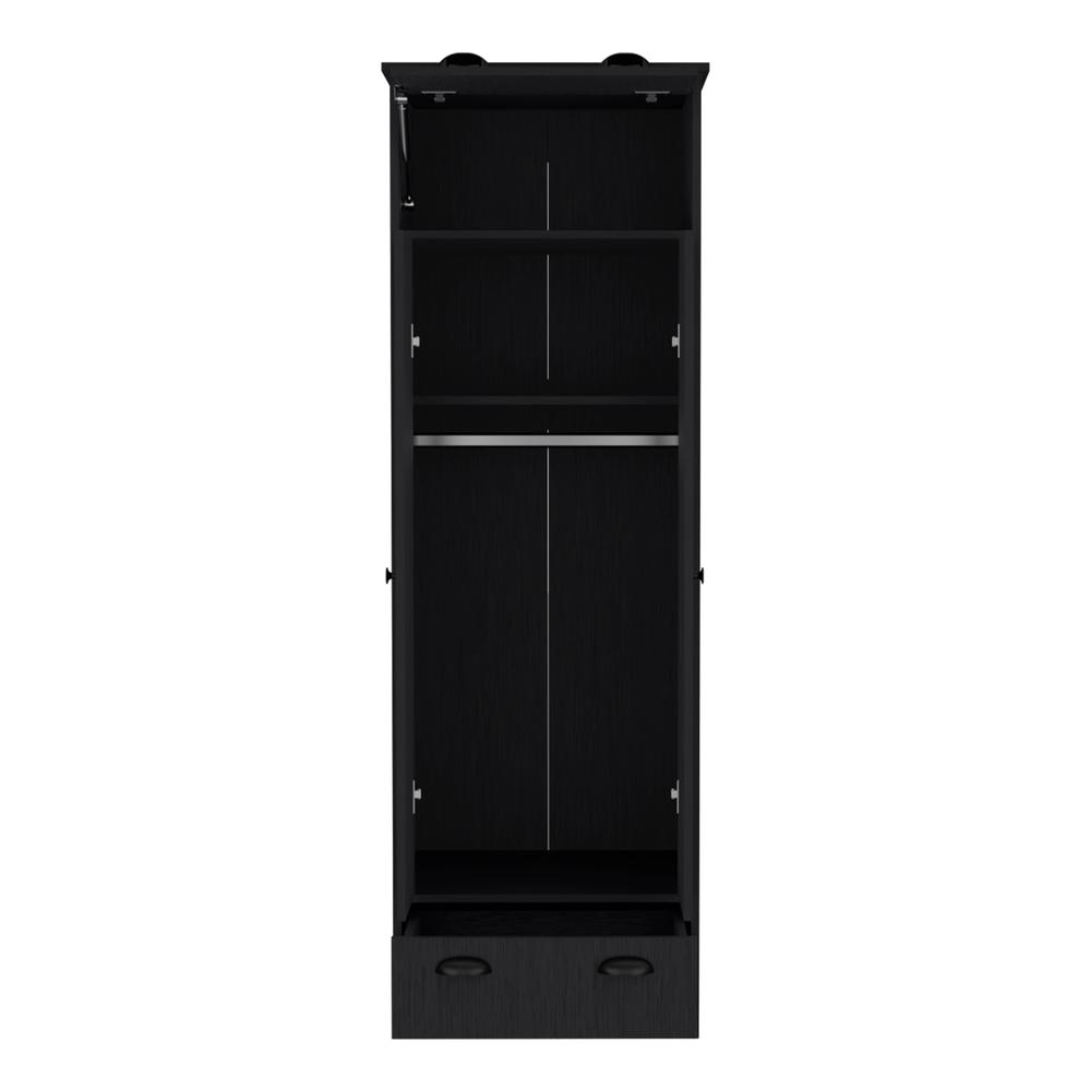 Tifton Armoire with Hinged Drawer, 2-Doors and 1-Drawer, Black