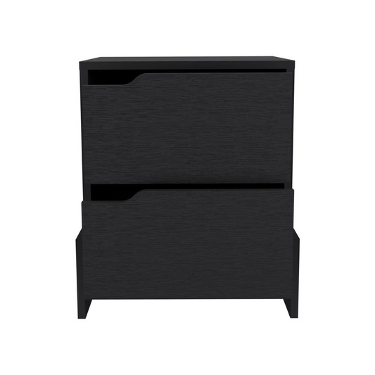 Haines Nightstand with 2-Drawers, End Table with Sturdy Base, Black