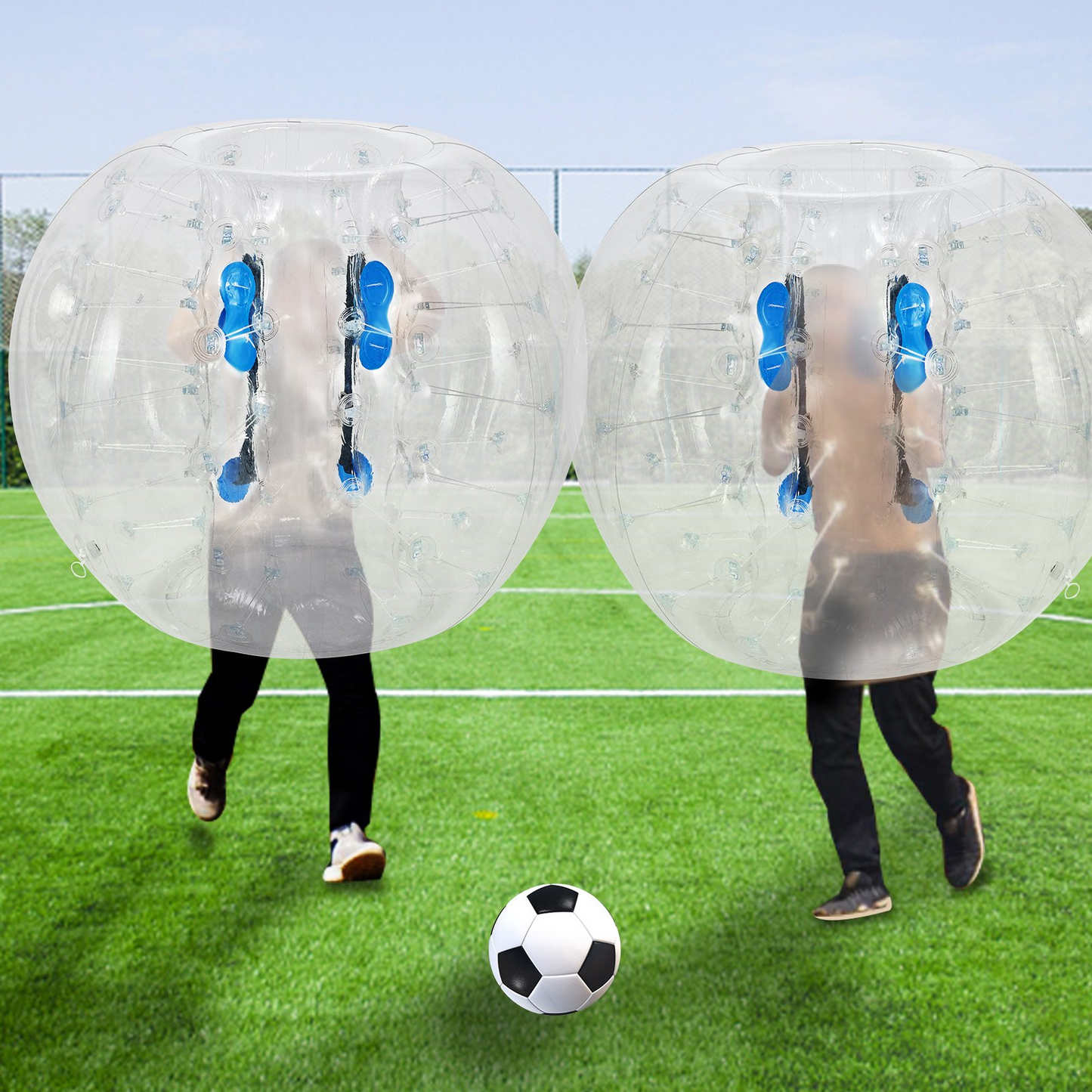 2PCS Inflatable Bumper Ball 4 FT / 1.2M Diameter, Bubble Soccer Ball, Blow It Up in 5 Min, Inflatable Zorb Ball for Adults or Children (4 FT, Transparent)