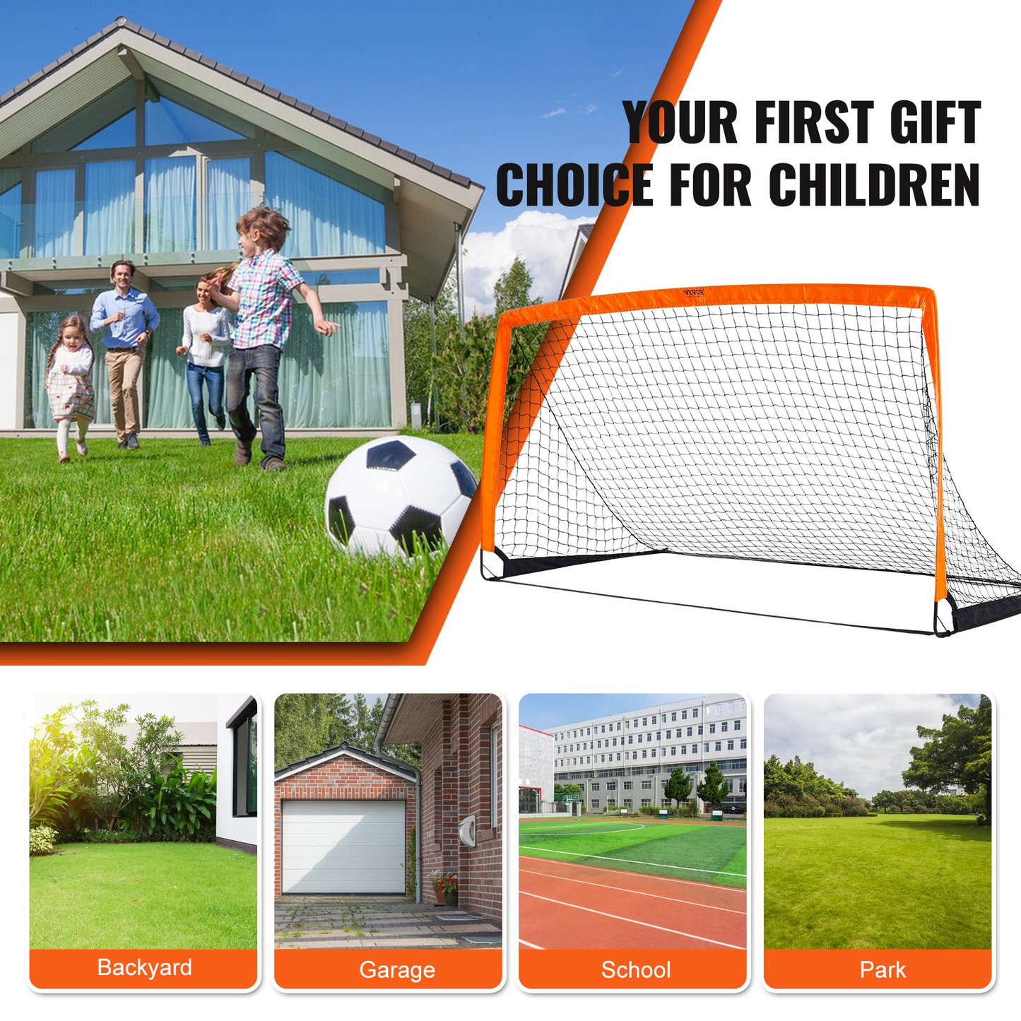 VEVOR Portable Soccer Goal, 6.5x3.25 ft Kids Backyard Soccer Net, Foldable Pop Up Practice Soccer Net, Mini Youth Training Soccer Goal Set, All-Weather Indoor Outdoor Soccer Goals with Carry Bag