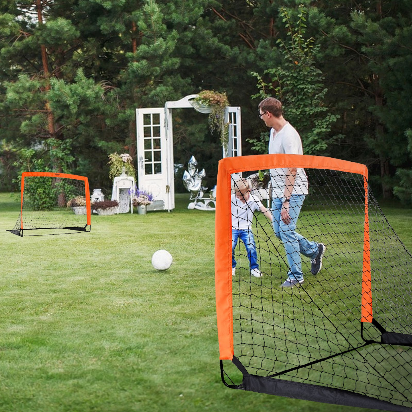 Portable Soccer Goal, 4x3 ft Kids Backyard Soccer Net, Foldable Pop Up Practice Soccer Net, Mini Youth Training Soccer Goal Set, All-Weather Indoor Outdoor Soccer Goals with Carry Bag, 2 Pack