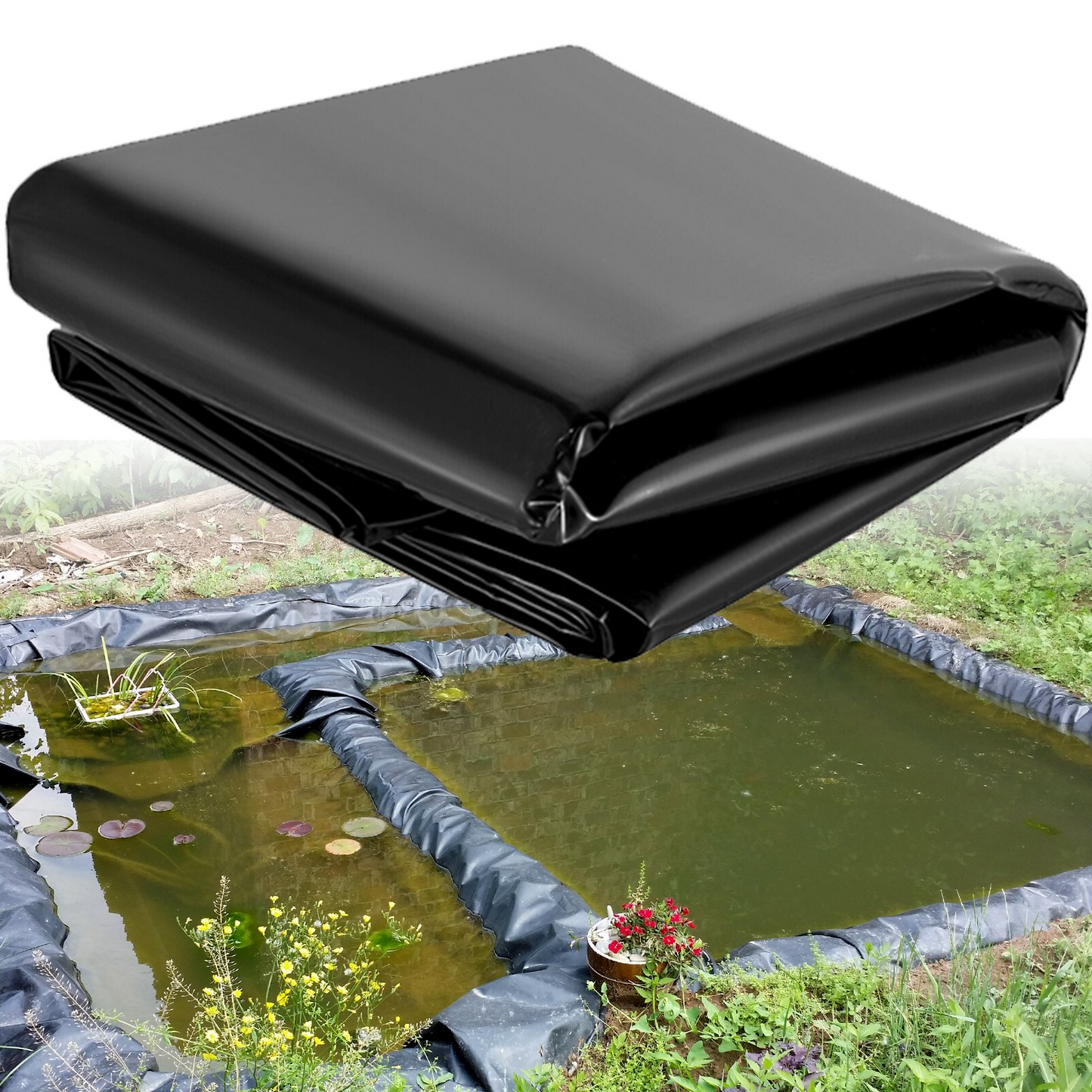 VEVOR LLDPE Pond Liner 20x25 ft, Pond Liner 20 Mil, Fish Pond Liners for Waterfall, Pond and Fish Ponds