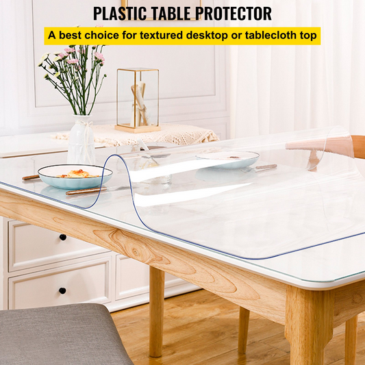 Plastic Table Cover 40 x 72 Inch, 1.5 mm Thick Clear Table Protector, Rectangle Clear Desk Mat, Waterproof & Easy Cleaning for Office Dresser Night Stand