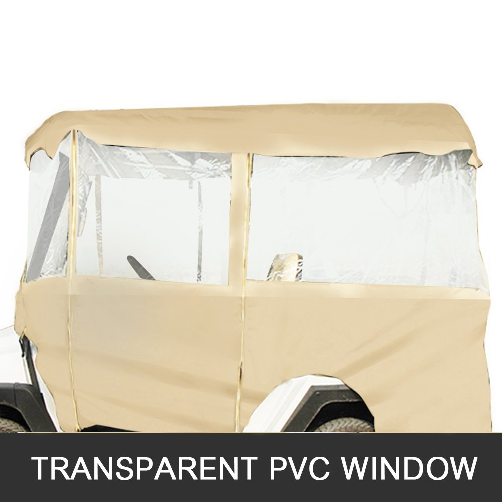 Golf Cart Enclosure, 4-Person Golf Cart Cover, 4-Sided Fairway Deluxe, 300D Waterproof Driving Enclosure with Transparent Windows, Fit for EZGO, Club Car, Yamaha Cart (Roof Up to 78.7''L)