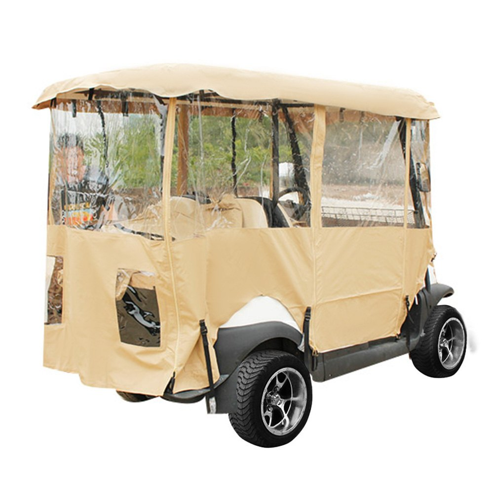 Golf Cart Enclosure, 4-Person Golf Cart Cover, 4-Sided Fairway Deluxe, 300D Waterproof Driving Enclosure with Transparent Windows, Fit for EZGO, Club Car, Yamaha Cart (Roof Up to 78.7''L)