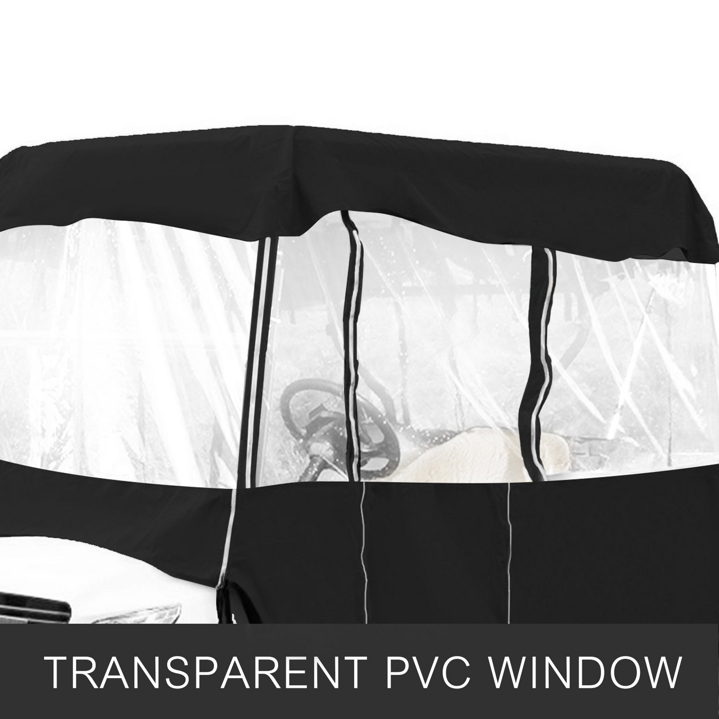 Golf Cart Enclosure 86'', 4-Person Golf Cart Cover, 4-Sided Fairway Deluxe, 300D Waterproof Driving Enclosure with Transparent Windows, Fit for EZGO, Club Car, Yamaha Cart