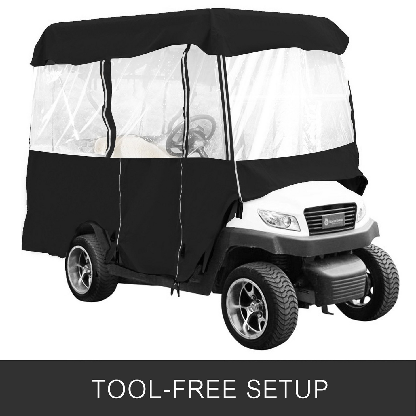 Golf Cart Enclosure 86'', 4-Person Golf Cart Cover, 4-Sided Fairway Deluxe, 300D Waterproof Driving Enclosure with Transparent Windows, Fit for EZGO, Club Car, Yamaha Cart