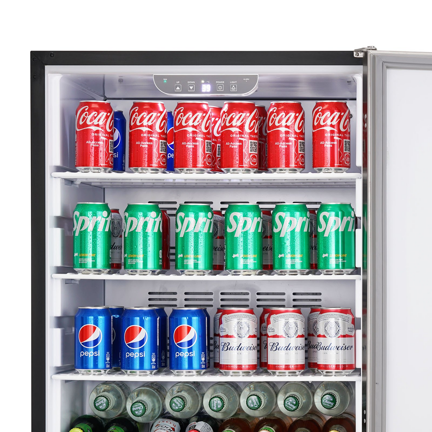 24 inch Indoor/Outdoor Beverage Refrigerator, 185QT Undercounter or Freestanding Beverage Fridge, 175 Cans Built-in Beer Fridge with Metal Plate Body for Residential Home Bar Commercial Use