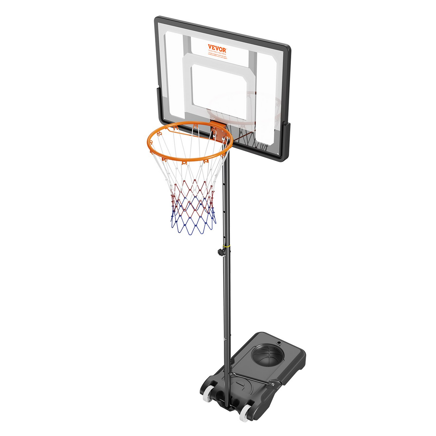 VEVOR Basketball Hoop, 5-7 ft Adjustable Height Portable Backboard System, 32 inch Basketball Hoop & Goal, Kids & Adults Basketball Set with Wheels, Stand, and Fillable Base, for Outdoor/Indoor