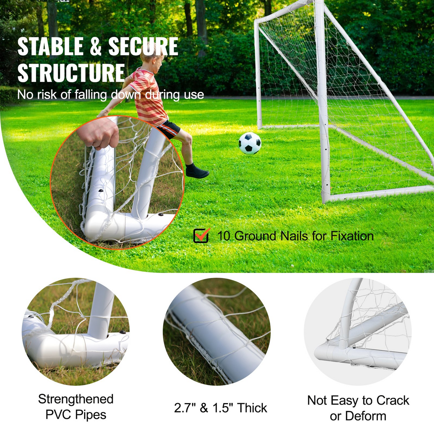 Portable Soccer Goal, 12x6 ft Soccer Net, Adults Kids Backyard Soccer Net, Large Practice Soccer Net, Youth Training Soccer Goal Set, All-Weather Outdoor Soccer Goals with Carry Bag, 1 Pack