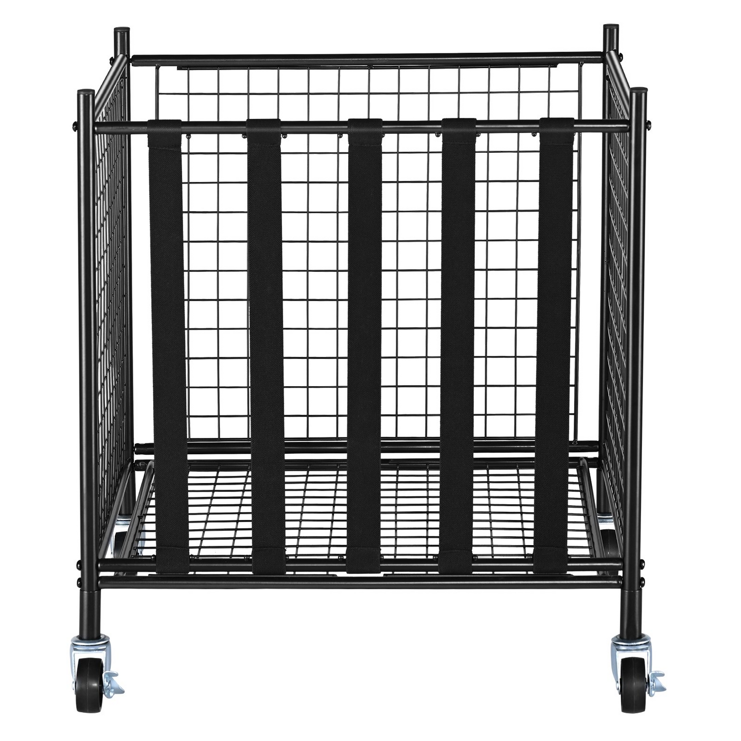 VEVOR Rolling Sports Ball Storage Cart, Lockable Basketball Cage with Elastic Straps, Sport Equipment Holder Organizer for Indoor Outdoor, Steel Storage Rack for Garages, Playgroup, Gym and Schools