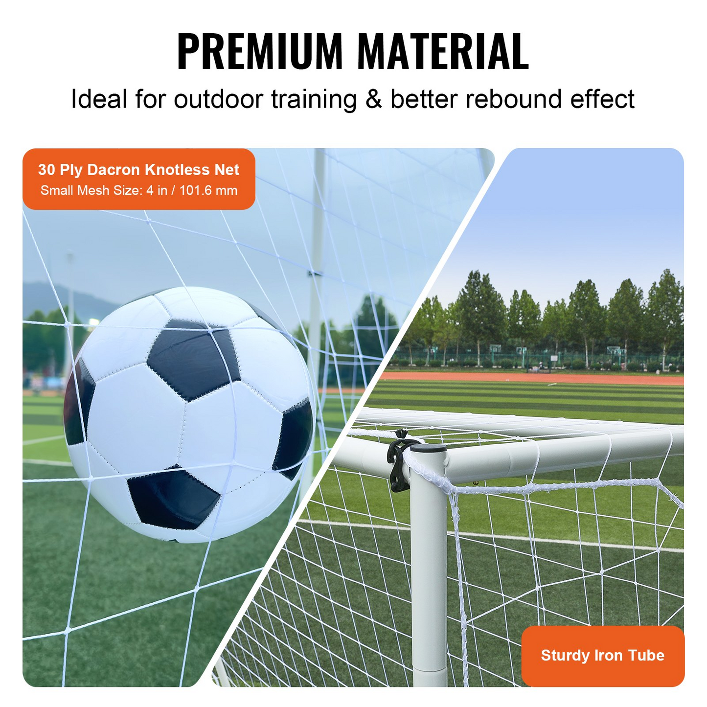 Soccer Rebound Trainer, 8x6FT Iron Soccer Training Equipment, Sports Football Rebounder Wall with Double-Sided Rebounding Net & Goal, Perfect for Backyard Practicing, Solo Training, Passing