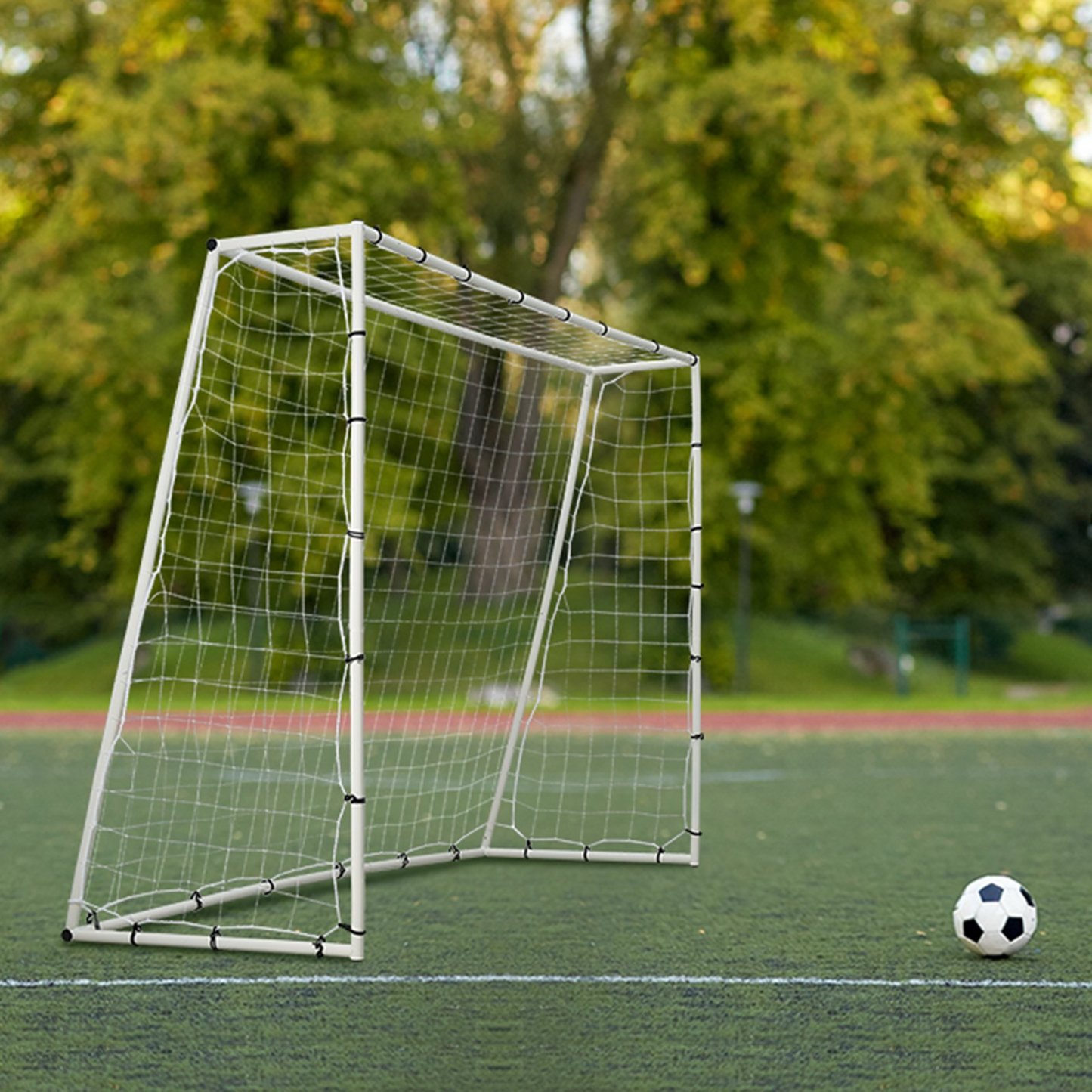 Soccer Rebound Trainer, 8x6FT Iron Soccer Training Equipment, Sports Football Rebounder Wall with Double-Sided Rebounding Net & Goal, Perfect for Backyard Practicing, Solo Training, Passing