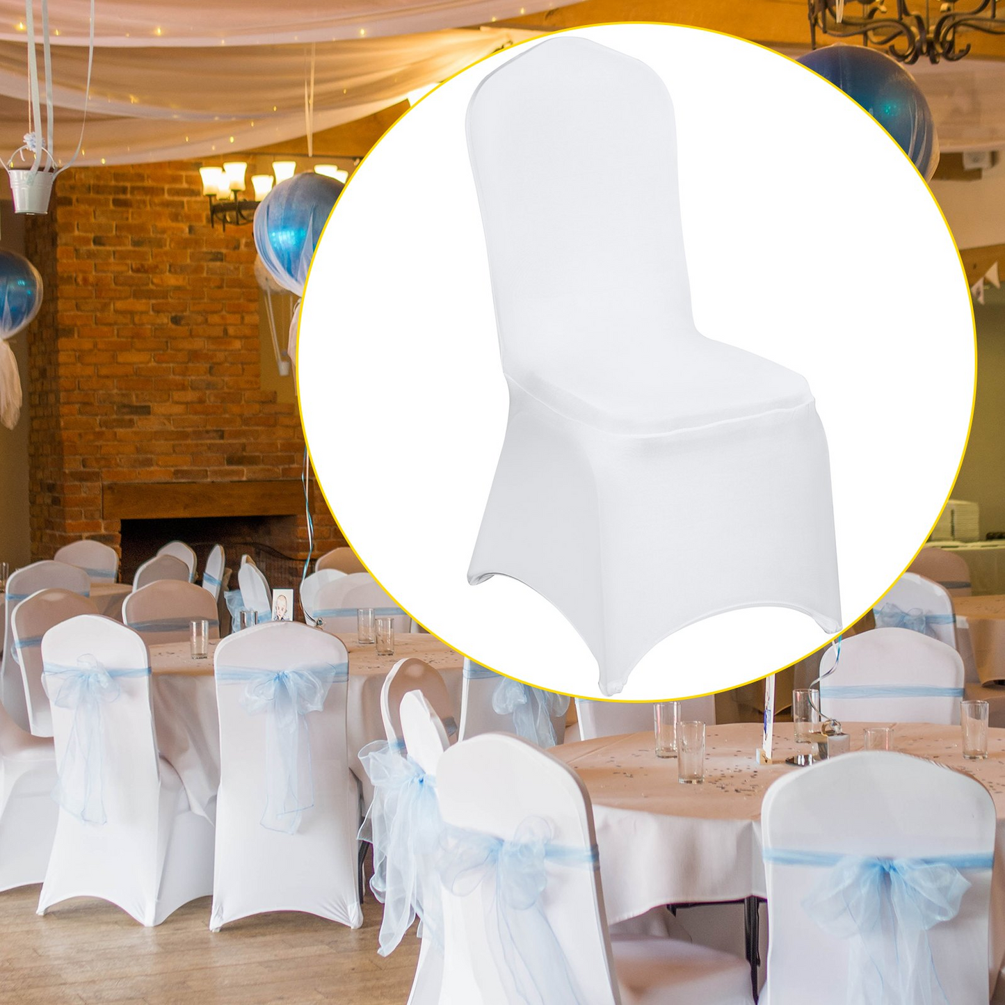 VEVOR 150 Pcs White Chair Covers Polyester Spandex Chair Cover Stretch Slipcovers for Wedding Party Dining Banquet Flat-Front Chair Cover