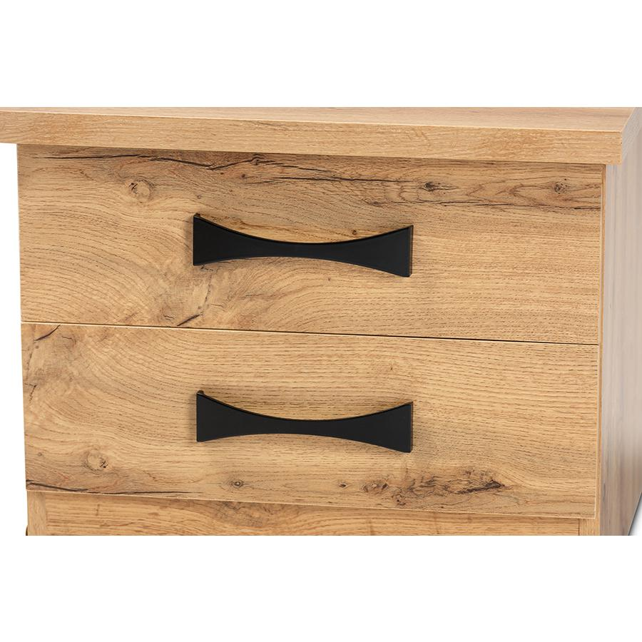 Colburn Modern and Contemporary Oak Brown Finished Wood 2-Drawer Nightstand